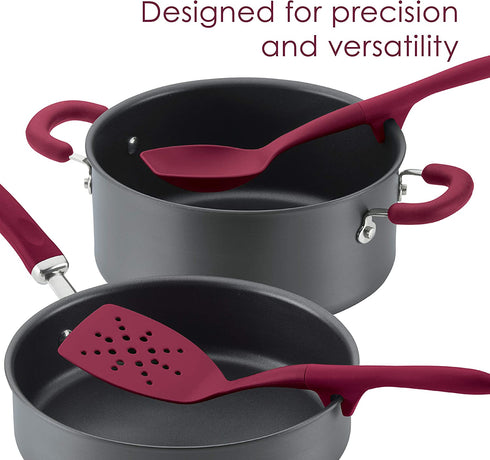 Rachael Ray Tools and Gadgets Flexi Turner and Scraping Spoon Set / Cooking Utensils - 2 Piece, Burgundy Red