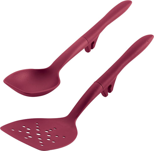 Rachael Ray Tools and Gadgets Flexi Turner and Scraping Spoon Set / Cooking Utensils - 2 Piece, Burgundy Red