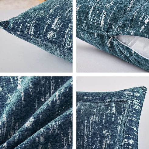 SleepMan Set of 2 Thick Chenille Pillow 12x20 Covers Throw Pillow Covers Home Decor for Couch Bed Sofa Bedroom Car Navy Blue 12x20