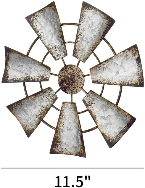 Mkono 11.5" Small Farmhouse Windmill Wall Decor Rustic Iron Wall Hanging Decoration Metal Wall Art Ornament for Bedroom Nursery Living room Dorm Home