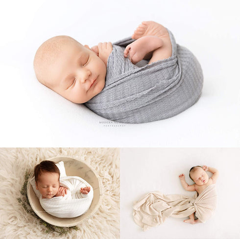 First Landings Baby Wrap | Set of 3 Premium Knit Wraps | Newborn Photography Props for Boy or Girl Photoshoot | Unisex Newborn Receiving Blankets or Baby Swaddle Wrap