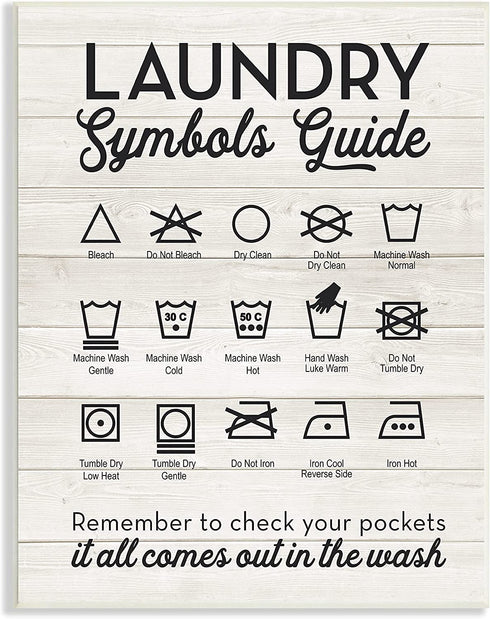Stupell Industries Laundry Symbols Guide Typography Wall Plaque, 10x15, Multi-Color