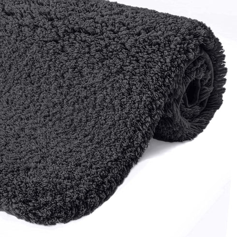 DEXI Bathroom Rug Mat, 24x16, Extra Soft and Absorbent Bath Rugs, Machine Wash Dry, Non-Slip Carpet Mat for Tub, Shower, and Bath Room, Charcoal