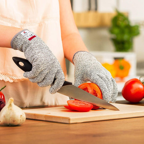 NoCry Cut Resistant Gloves - Ambidextrous, Food Grade, High Performance Level 5 Protection. Size Medium, Complimentary Ebook Included