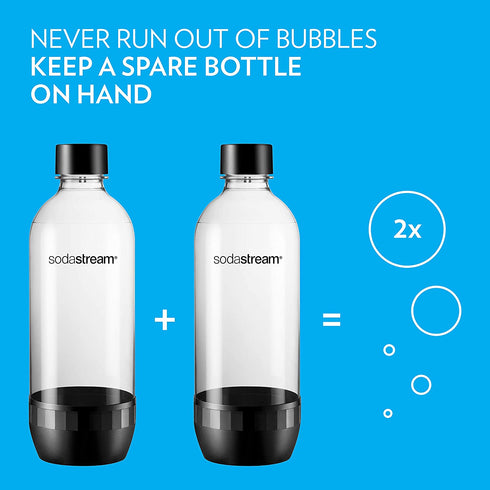 SodaStream Dishwasher Safe 1L Classic DWS Carbonating Bottle Black (twinpack), Pack of 2