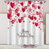 Valentine's Day Shower Curtain Farmhouse Romantic Red Love Hearts Floral Bathroom Curtains, Rustic Vintage Wooden Shiny Star Fabric Shower Curtain Set, 72 x 72 Inch