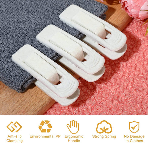 Velvet Hangers Clips Flocked Finger Clips Velvet Clothes Clips Strong Pants Hangers Clips for Slim-line Clothes Velvet Hangers (Beige,48 Pieces)
