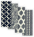 Elrene Home Fashions Everyday Casual Prints Assorted Kitchen Towels, Cotton Dish Towels, 17 Inches by 28 Inches, Indigo Blue, Set of 4