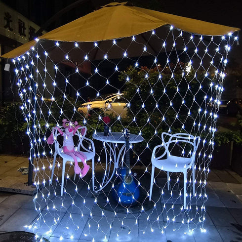 Net Outdoor Mesh Lights,100 LEDs 3.2ft x 4.2ft Connectable Waterproof String Lights for Christmas Halloween,Bushes,Holiday,Party,Garden,Patio Decorations(Cool White)