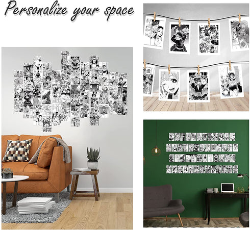 TICIAGA 50PCS Anime Panel Aesthetic Pictures Wall Collage Kit, Anime Style Photo Collection Dorm Decor for Teens&Young Adults, Wall Prints Kit, Small Posters for Room Bedroom Aesthetic