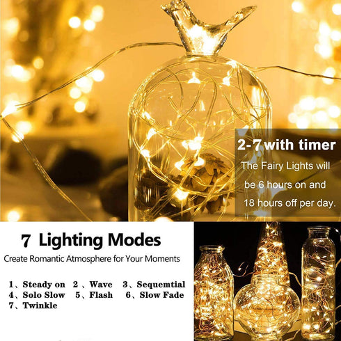 ZNYCYE 10 Pack Fairy Lights with Timer,10ft 30 LED String Lights 7 Modes Fairy Lights Battery Operated Waterproof for DIY Wedding Party Bedroom Mason Jars Christmas Decorations (Warm White)