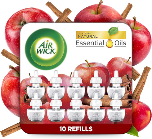 Air Wick Plug in Scented Oil 10 Refills, Apple Cinnamon, Fall Scent, Fall Spray, Eco Friendly, Essential Oils, Air Freshener