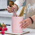 Bruntmor Kitchen Utensil Holder for Countertop, 5.6€³ Ceramic Utensil Crock, Matte Glazed Kitchen D©cor, Easy to Clean, Pink