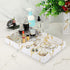 Hipiwe Desktop Organizer Tray - Faux Leather Vanity Tray Jewelry Trinket Tray Perfume Tray Cosmetics Storage Tray Home Decorative Catchall Tray for Dresser Bathroom