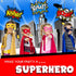 Bigtime Signs XL Superhero Backdrop with 6 Comic Action Word Photo Booth Props - Compliments any Super Hero Birthday Party - 4 foot x 6 ft - Cityscape Back Drop Banner Decoration Hangs on Wall Easily