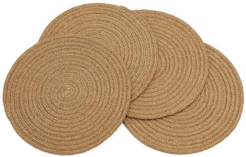 4 Pack Round Woven Placemats, Braided Tablemats Natural Jute Handmade Woven Placemats Heat Resistant Non-Slip Potholder for Dining Table (11.8 inch )