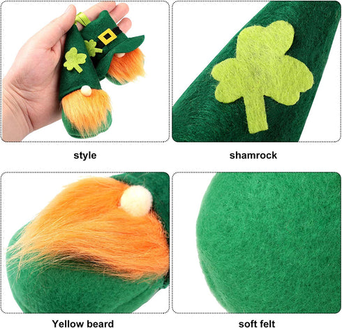 St. Patrick's Day Gnome Ornament Handmade Swedish Tomte Hanging Ornament Irish Leprechaun Gnome Plush Doll Ornament for St. Patrick's Day Christmas Party Home Decoration (Dark Green,12 Pieces)