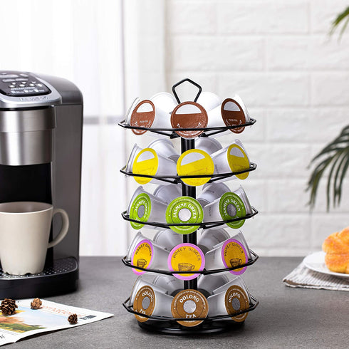 Flagship for Keurig Pod Holder K cup Carousel Coffee Pod Holder Stand Black Metal 5 Tier 35 Pods