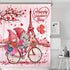 Valentines Shower Curtain for Bathroom, Happy Valentine's Day Gnomes by Bike Waterproof Bath Curtain, Valentine Love Tree Eiffel Tower Fabric Shower Curtains with Hooks for Home Decorations, 72"x72"
