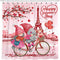 Valentines Shower Curtain for Bathroom, Happy Valentine's Day Gnomes by Bike Waterproof Bath Curtain, Valentine Love Tree Eiffel Tower Fabric Shower Curtains with Hooks for Home Decorations, 72"x72"