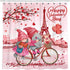 Valentines Shower Curtain for Bathroom, Happy Valentine's Day Gnomes by Bike Waterproof Bath Curtain, Valentine Love Tree Eiffel Tower Fabric Shower Curtains with Hooks for Home Decorations, 72"x72"