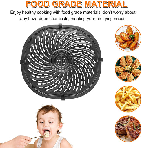 Upgraded Air Fryer Crisper Plate For PowerXL Gowise 7QT Air Fryers with Rubber Bumpers, Nonstick Coating Grill Pan Plate, Air Fryer Rack Replacement Parts Accessories, Dishwasher Safe