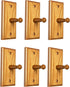 Solid Oak Wood Towel Robe Hook | with Mounting Screws, Anchors, Covers - (6 Pack)