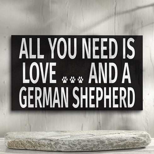 JennyGems German Shepherd Sign, All You Need is Love and a German Shepherd, Wood Sign, 9.5x5.5 Inches, German Shepherd Mom, German Shepherd Gifts, German Shepherd Decor, American Made