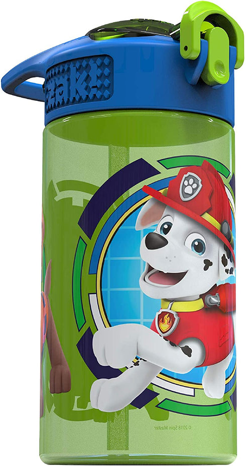 Zak Designs Kids Spout Cover and Built-in Carrying Loop Made of Plastic, Leak-Proof Water Bottle Design (16 oz, BPA-Free), 1 Count (Pack of 1), Paw Patrol (Rocky, Rubble & Chase)