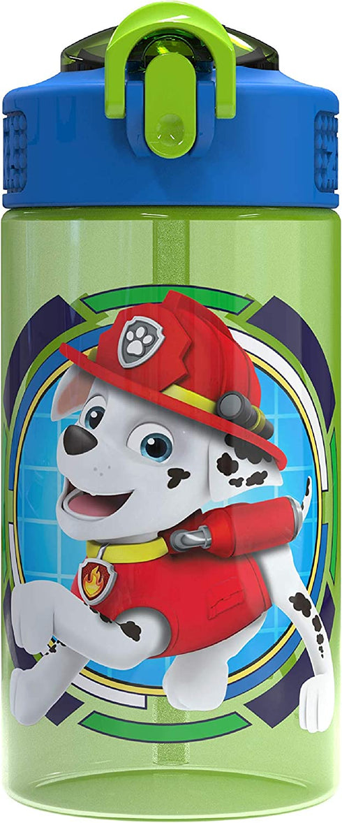 Zak Designs Kids Spout Cover and Built-in Carrying Loop Made of Plastic, Leak-Proof Water Bottle Design (16 oz, BPA-Free), 1 Count (Pack of 1), Paw Patrol (Rocky, Rubble & Chase)
