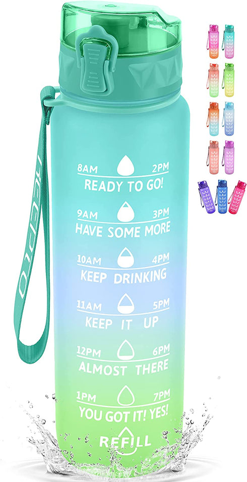 KEEPTO Motivational 32 oz Water Bottle with Straw,BPA Free Water Jug with Time Marker