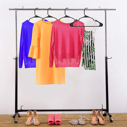 Utopia Home 50-Pack Black Plastic Hangers for Clothes - Space Saving Notched Hangers - Durable and Slim - Shoulder Grooves