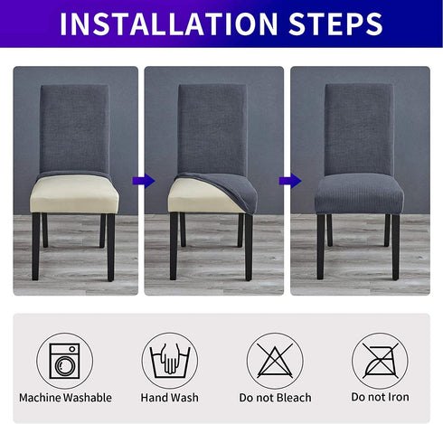 Howhic Stretch Chair Covers for Dining Room Set of 4, Removable Washable Dining Room Chair Covers, Dining Chair Slipcovers Seat Protector, Great Home Decor and Banquet Upholstery (Gray, 4 Pack)
