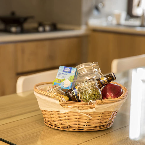 Oval Willow Basket with Double Drop Down Handles