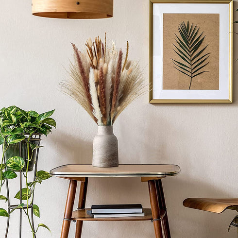 90 Pcs 17" Set | Natural Dried Pampas Grass, Natural Pampas Dried Flowers, Natural Rabbit Tail Grass, Perfect for Home Decor, Boho Decor and Wedding Flower Arrangements
