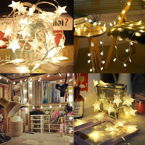 Star String Lights, Merdeco 16ft/5m 50 LED Plug in String Lights Warm White Fairy Lights for Christmas/Wedding/Party Indoor and Outdoor Decoration