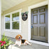 Welcome Sign for Front Door Decor - We Hope You Like Dogs,Outdoor Wooden Wreath Sign Farmhouse Door Hanger Sign with Eucalyptus Leaves and Buffalo Plaid Bow for Dogs Lovers Christmas Housewarming Gift