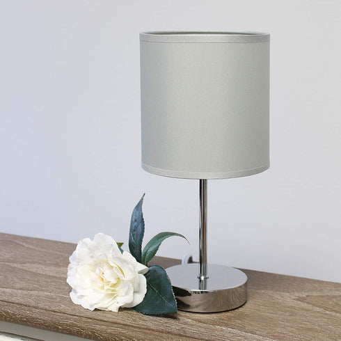 Chrome Mini Basic Table Lamp with Fabric Shade, Slate