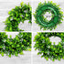 2 Pack 12" Artificial Boxwood Wreath for Front Door Faux Green Leaves Greenery Spring Wreath for Home Wall Window Wedding Party Hanging Decor (White Seeds)