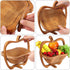 9 x 8.5 Inches Collapsible Bamboo Fruit Basket Dried Fruit Basket Tray Turns into Basket Wooden Snack Box Holiday Food Tray Fruit Bowl Holder for Kitchen Table