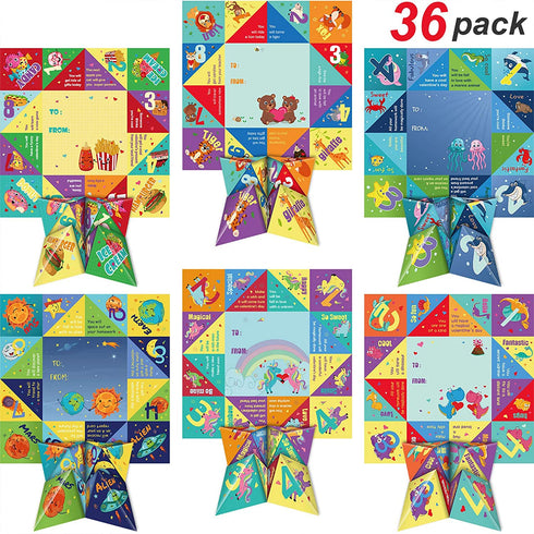 36 Pieces Valentines Cootie Catcher Games Valentine Origami Games Valentines Cootie Catcher Paper Fortune Cards Teller Paper with Envelopes and Stickers for School Classroom Valentines Party Favors