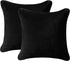 SISIZH Decorative Plush Faux Fur Throw Pillow Covers with Zipper Closure, 20x20 Inch Luxury Velvety Soft Square Cushion Cases Pillowcase for Couch, Set of 2, Black