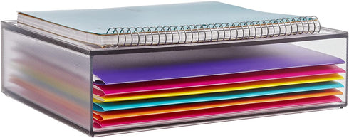 STORi STAX Stackable Office Open Front Organizer 12-1/2" Wide | Classic Grey