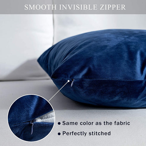 Stellhome Super Soft Velvet Pillow Covers Square Decorative Pillowcase for Bed Couch Sofa Bench, 20 x 20 inch (50 cm), Navy Blue, Pack of 2
