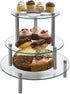 3 Tier Round Tempered Glass Display Stand 9, 11, 13 for Cake, Cupcakes, Desserts, Bakery, Appetizers Set of 3 Glass Retail Display Raiser. (Clear)