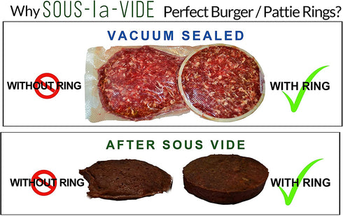 Sous Vide Perfect Hamburger / Burger Immersion Cooking Rings, SET of 6 (1/2 LB. Rings)