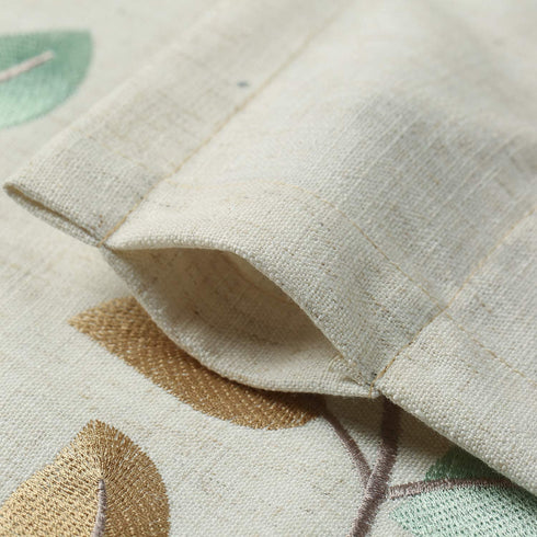 Leeva Embroidered Small Curtain Valance for Windows Bedroom, Embroidery Leaf Linen Energy Saving Valances for Dining Room Studio, 52x18, Green Leaves