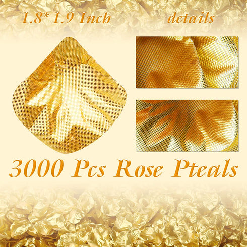 2000 Pcs Artificial Flower Petals Silk Rose Petals Decorations for Weddings,Romantic Night,Party, Table, Dining Room, Valentine's Day Flower Decor (Gold, 2000)