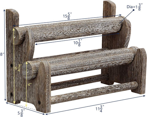 Ikee Design Wooden 2-Tier Bar Bracelet Bangle Jewelry Holder Stand Display Organizer, Wood Bracelet Bangle Holder, Coffee Color, 11.75"W x 5.37"D x 8"H