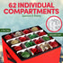 Christmas Ornament Storage Box - 12 x 12 Inch, 4-Layer Ornament Storage Container Fits Up To 64 Christmas Balls - Heavy-Duty Polyester Ornaments Storage and Organizer with Removable Lid